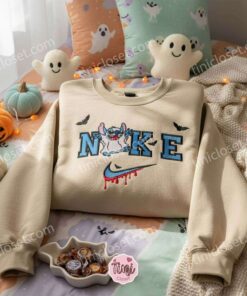 Stitch as Spooky Ghost Embroidered Halloween Sweatshirt, Custom Boo Hoodie, White Sheet Ghost Ohana Crewneck, Disney Gift for Him Her (2)