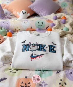 Stitch as Spooky Ghost Embroidered Halloween Sweatshirt, Custom Boo Hoodie, White Sheet Ghost Ohana Crewneck, Disney Gift for Him Her (3)