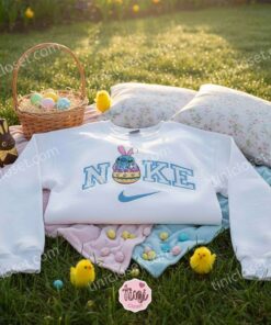 Stitch Bunny Ears Dreamy Eyes Easter Hatching Embroidered Sweatshirt, Custom Spring Easter Egg Hoodie, Sweet Disney Ohana Shirt, Gift for Him Her (2)