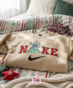 Stitch Christmas Tree Embroidered Hoodie, Festive Experiment 626 Holiday Tree Sweatshirt, Merry Stitchmas Disney Apparel, Gift for Him Her (2)