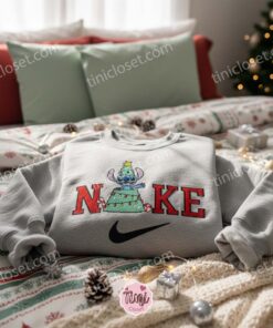 Stitch Christmas Tree Embroidered Hoodie, Festive Experiment 626 Holiday Tree Sweatshirt, Merry Stitchmas Disney Apparel, Gift for Him Her (3)