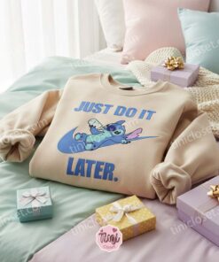 Stitch Drinking Milk Just Do It Later Embroidered Hoodie, Custom Lazy Experiment 626 Sweatshirt, Ohana Means Family Crewneck, Gift for Him Her (3)