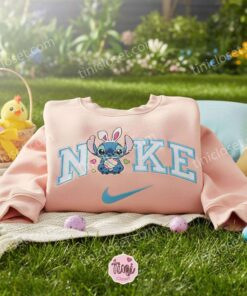 Stitch Easter Bunny Ears and Magical Egg Embroidered Hoodie, Egg Hunter Experiment 626 Sweatshirt, Cute Spring Holiday Apparel, Gift for Him Her