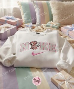 Minimalist Angel Embroidered Hoodie, Custom Experiment 624 Embroidered Crewneck, Ohana Means Family, Disney Gift for Him Her (1)