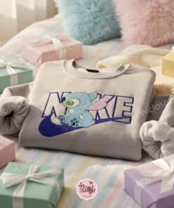 Aesthetic Baby Blue Stitch Hoodie, Custom Experiment 626 Embroidered Sweatshirt, Minimalist Ohana Crewneck, Unique Disney Gift (1)