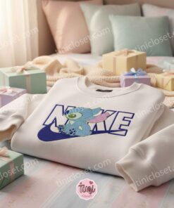 Aesthetic Baby Blue Stitch Hoodie, Custom Experiment 626 Embroidered Sweatshirt, Minimalist Ohana Crewneck, Unique Disney Gift