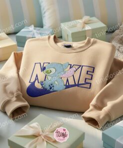 Aesthetic Baby Blue Stitch Hoodie, Custom Experiment 626 Embroidered Sweatshirt, Minimalist Ohana Crewneck, Unique Disney Gift (3)