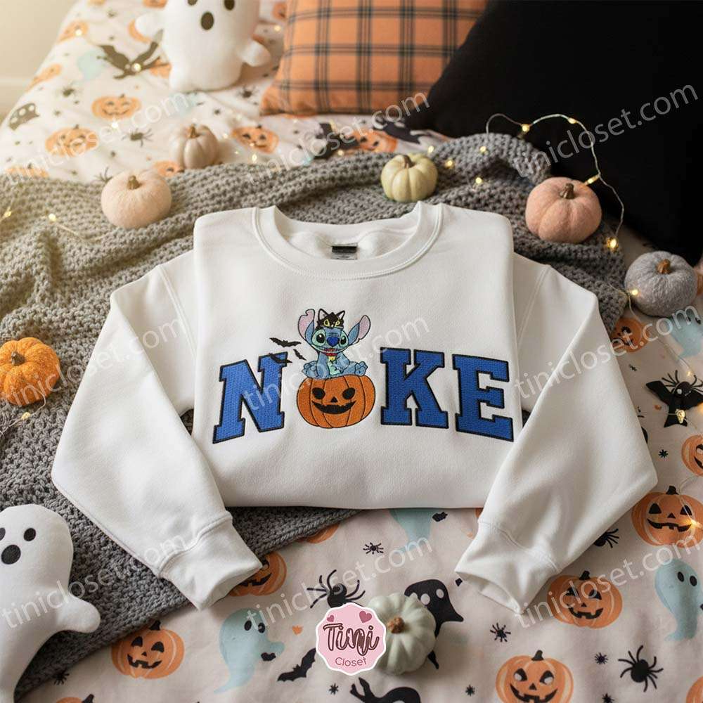 Stitch Halloween Pumpkin Black Cat Embroidered Hoodie, Spooky Ohana Experiment 626 Sweatshirt, Festive Disney Ghost Apparel, Gift for Him Her Stitch Halloween Pumpkin Black Cat Embroidered Hoodie, Spooky Ohana Experiment 626 Sweatshirt, Festive Disney Ghost Apparel, Gift for Him Her