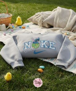 Stitch Hatching from Easter Egg Embroidered Sweatshirt, Custom Spring Disney Hoodie, Surprise Bunny Ohana Holiday Shirt, Gift for Him Her (3)