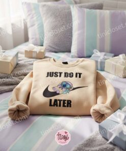Stitch Just Do It Later Parody Embroidered Hoodie, Custom Procrastination Experiment 626 Sweatshirt, Ohana Means Family, Gift for Him Her (2)