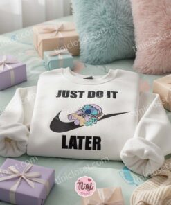 Stitch Just Do It Later Parody Embroidered Hoodie, Custom Procrastination Experiment 626 Sweatshirt, Ohana Means Family, Gift for Him Her
