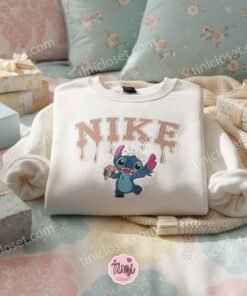Stitch Melting Ice Cream Embroidered Hoodie, Custom Summer Experiment 626 Sweatshirt, Ohana Means Family Crewneck, Gift for Him Her (1)