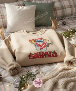 Stitch Santa Suit with Gift Box Embroidered Hoodie, Merry Christmas Stitchmas Sweatshirt, Disney Holiday Present Apparel, Gift for Him Her (2)