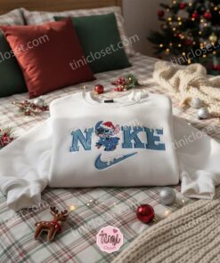 Stitch Snowy Christmas Embroidered Hoodie, Festive Sporty Experiment 626 Sweatshirt, Snowy Swoosh Holiday Apparel, Gift for Him Her 2 Stitch Snowy Christmas Embroidered Hoodie, Festive Sporty Experiment 626 Sweatshirt, Snowy Swoosh Holiday Apparel, Gift for Him Her (3)