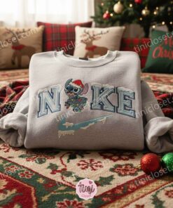 Stitch Tangled in Christmas Lights Snow Embroidered Hoodie, Snowy Holiday Experiment 626 Sweatshirt, Disney Winter Magic Apparel, Gift for Him Her (2)