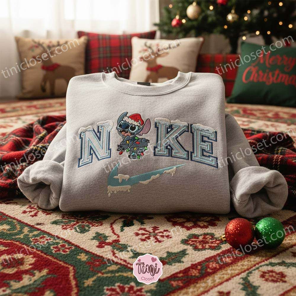 Stitch Tangled in Christmas Lights Snow Embroidered Hoodie, Snowy Holiday Experiment 626 Sweatshirt, Disney Winter Magic Apparel, Gift for Him Her Stitch Tangled in Christmas Lights Snow Embroidered Hoodie, Snowy Holiday Experiment 626 Sweatshirt, Disney Winter Magic Apparel, Gift for Him Her