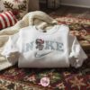 Stitch with Colorful Christmas Lights and Snow Embroidered Sweatshirt, Custom Merry Stitchmas Snow Hoodie, Bright Winter Holiday Shirt, Gift for Him Her