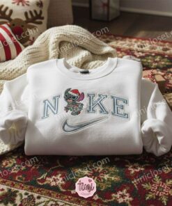 Stitch with Colorful Christmas Lights and Snow Embroidered Sweatshirt, Custom Merry Stitchmas Snow Hoodie, Bright Winter Holiday Shirt, Gift for Him Her