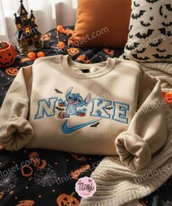 Stitch with Flying Bats and Pumpkin Embroidered Sweatshirt, Custom Spooky Season Stitch Hoodie, Disney Halloween Ghost Spirit Shirt, Gift for Him Her 1 Stitch with Flying Bats and Pumpkin Embroidered Sweatshirt, Custom Spooky Season Stitch Hoodie, Disney Halloween Ghost Spirit Shirt, Gift for Him Her (1)