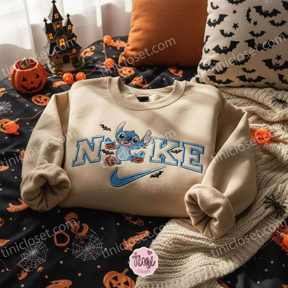 Stitch with Flying Bats and Pumpkin Embroidered Sweatshirt, Custom Spooky Season Stitch Hoodie, Disney Halloween Ghost Spirit Shirt, Gift for Him Her Stitch with Flying Bats and Pumpkin Embroidered Sweatshirt, Custom Spooky Season Stitch Hoodie, Disney Halloween Ghost Spirit Shirt, Gift for Him Her