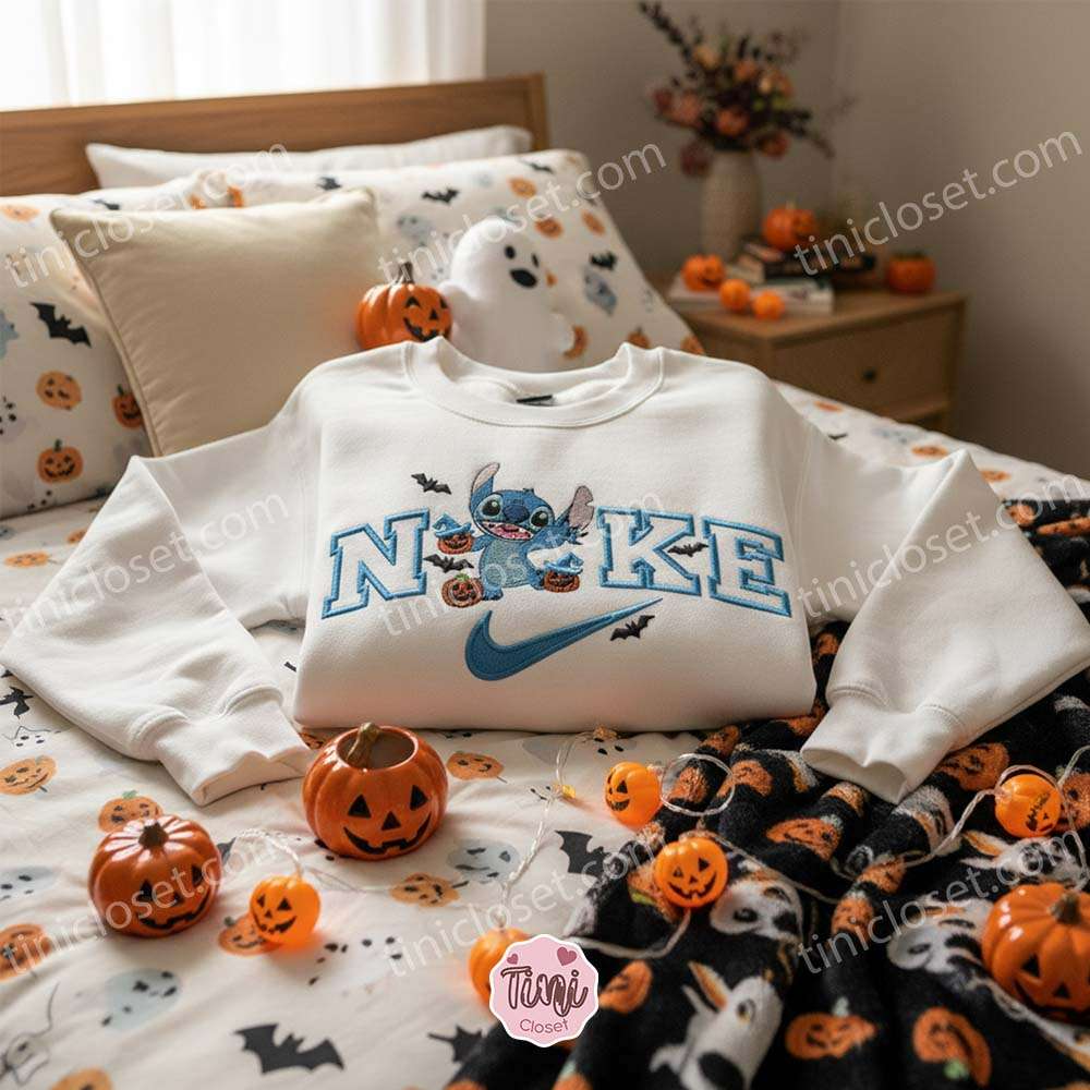 Stitch with Flying Bats and Pumpkin Embroidered Sweatshirt, Custom Spooky Season Stitch Hoodie, Disney Halloween Ghost Spirit Shirt, Gift for Him Her Stitch with Flying Bats and Pumpkin Embroidered Sweatshirt, Custom Spooky Season Stitch Hoodie, Disney Halloween Ghost Spirit Shirt, Gift for Him Her