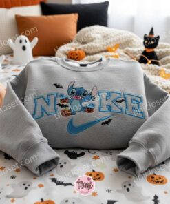 Stitch with Flying Bats and Pumpkin Embroidered Sweatshirt, Custom Spooky Season Stitch Hoodie, Disney Halloween Ghost Spirit Shirt, Gift for Him Her 2 Stitch with Flying Bats and Pumpkin Embroidered Sweatshirt, Custom Spooky Season Stitch Hoodie, Disney Halloween Ghost Spirit Shirt, Gift for Him Her (3)