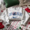 Sweet Stitch Candy Cane Santa Hat Embroidered Hoodie, Merry Stitchmas Disney Holiday Sweatshirt, Festive Christmas Snacks Apparel, Gift for Him