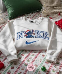 Sweet Stitch Candy Cane Santa Hat Embroidered Hoodie, Merry Stitchmas Disney Holiday Sweatshirt, Festive Christmas Snacks Apparel, Gift for Him (1)