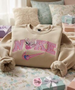 Valentine Matching Stitch and Angel Hoodies, Custom Angel Embroidered Sweatshirt, Minimalist Experiment 624 Crewneck, Ohana Means Family, Gift for Disney Lovers (1)