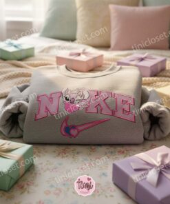 Valentine Matching Stitch and Angel Hoodies, Custom Angel Embroidered Sweatshirt, Minimalist Experiment 624 Crewneck, Ohana Means Family, Gift for Disney Lovers (2)