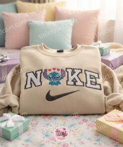 Valentine Heart Stitch Embroidered Hoodie, Custom Experiment 626 Crewneck, Ohana Means Family Shirt, Disney Gift for Him Her (3)