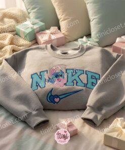 Valentine Matching Stitch and Angel Hoodies, Custom Stitch Embroidered Sweatshirt, Minimalist Experiment 626 Crewneck, Ohana Means Family, Gift for Disney Lovers (1)