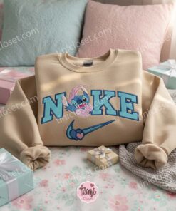 Valentine Matching Stitch and Angel Hoodies, Custom Stitch Embroidered Sweatshirt, Minimalist Experiment 626 Crewneck, Ohana Means Family, Gift for Disney Lovers (2)