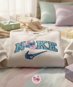 Valentine Matching Stitch and Angel Hoodies, Custom Stitch Embroidered Sweatshirt, Minimalist Experiment 626 Crewneck, Ohana Means Family, Gift for Disney Lovers (3)
