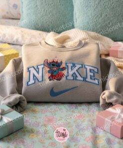 Valentine Stitch Hula Dance Embroidered Hoodie, Custom Tropical Experiment 626 Sweatshirt, Ohana Means Family Crewneck, Gift for Him Her