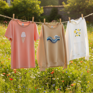 The best practice for embroidered apparel care is to air dry your garments