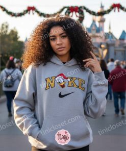 Christmas Donald Duck Embroidered Sweatshirt, Retro Disney Holiday Apparel, Festive Xmas Character Crewneck, Holiday Gift for Him Her (2)