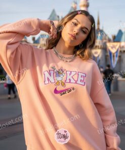 Daisy Duck Just Do It Embroidered T shirt, Vintage Disney Character Hoodie, Retro Sporty Cartoon Apparel, Birthday Gift for Her (3)