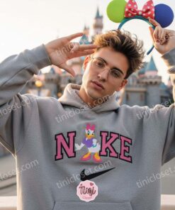 Daisy Duck Pink Bow Embroidered Hoodie, Retro Disney Character Sweatshirt, Vintage Style Cartoon Apparel, Birthday Gift for Her. (1)