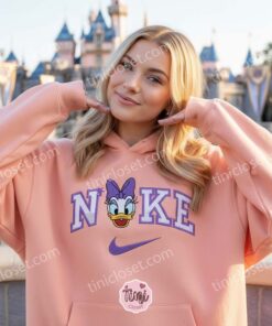 Daisy Duck Purple Bow Embroidered Hoodie, Retro Disney Character Sweatshirt, Vintage Style Cartoon Apparel, Birthday Gift for Her. (1)