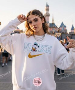 Donald Duck Baby Embroidered Sweatshirt, Retro Disney Character Hoodie, Vintage Style Cartoon Apparel, Birthday Gift for Him Her (1)