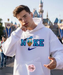 Donald Duck Embroidered T-shirt, Vintage Disney Character Hoodie, Retro Sporty Cartoon Apparel, Birthday Gift for Him