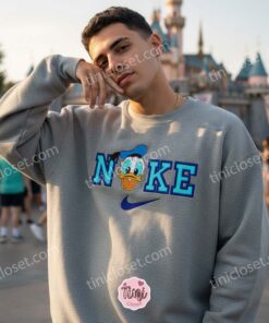 Donald Duck Embroidered T shirt, Vintage Disney Character Hoodie, Retro Sporty Cartoon Apparel, Birthday Gift for Him (3)