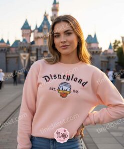 Donald Duck Est 1955 Embroidered T-shirt, Vintage Disney Character Shirt, Retro Cartoon Apparel, Birthday Gift for Him Her