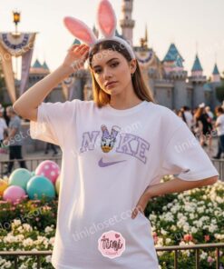 Easter Daisy Duck Bunny Ears Embroidered Sweatshirt, Retro Disney Holiday Hoodie, Festive Spring Character Crewneck, Holiday Gift for Her (2)