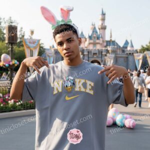 Easter Donald Duck Bunny Ears Embroidered Sweatshirt, Retro Disney Holiday Hoodie, Festive Spring Character Crewneck, Holiday Gift for Her (2)