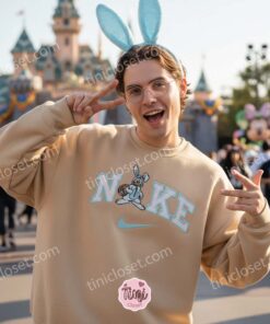 Easter Donald Duck Bunny Ears Embroidered Sweatshirt, Retro Disney Holiday Hoodie, Festive Spring Character Crewneck, Holiday Gift for Him Her (1)