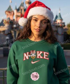 Christmas Daisy Duck Embroidered Sweatshirt, Santa Duck Disney Holiday Shirt, Custom Nike Inspired Xmas Hoodie, Disney Character Christmas Embroidered Apparel (2)