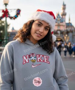 Christmas Daisy Duck Embroidered Sweatshirt, Santa Duck Disney Holiday Shirt, Custom Nike Inspired Xmas Hoodie, Disney Character Christmas Embroidered Apparel (3)