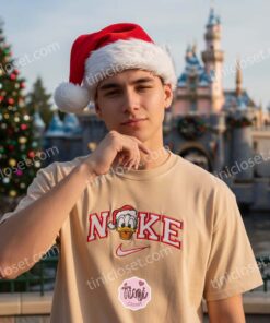 Christmas Donald Duck Embroidered Sweatshirt, Santa Duck Disney Holiday Shirt, Custom Nike Inspired Xmas Hoodie, Disney Character Christmas Embroidered Apparel (3)